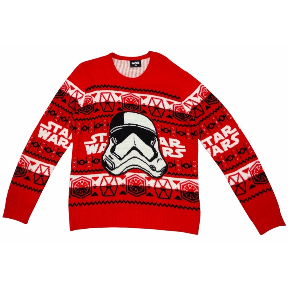 Star Wars Storm Trooper Ugly Christmas Sweater Red Soft Thick Knit Size XL